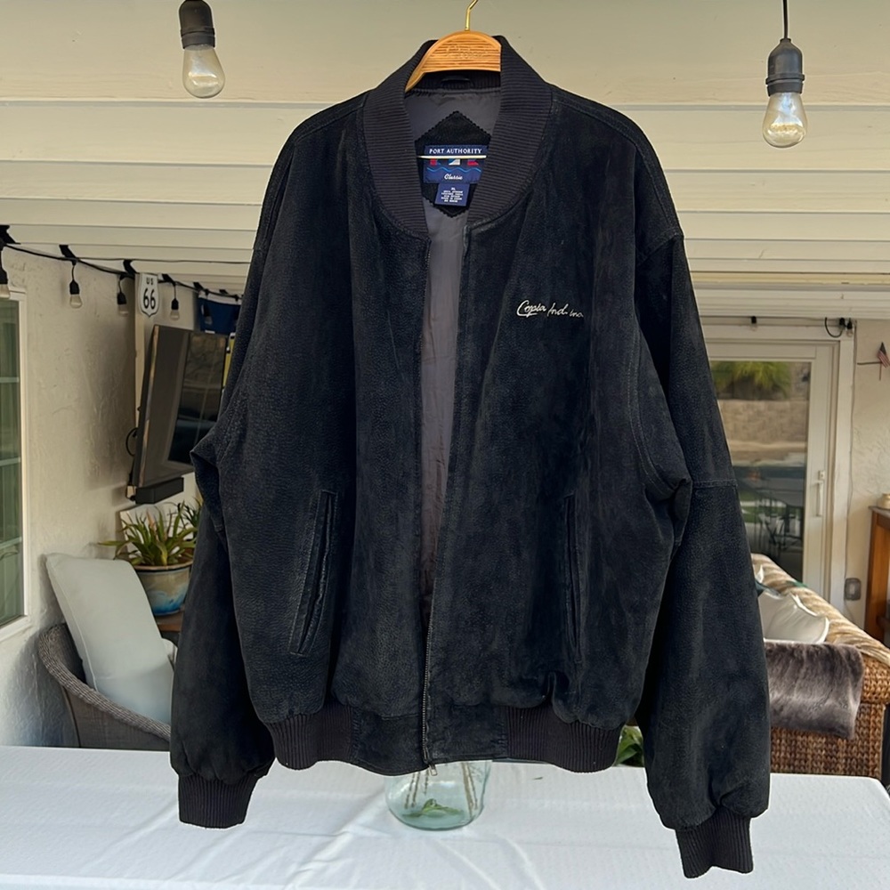 Port Authority genuine suede bomber leather jacket size XL
